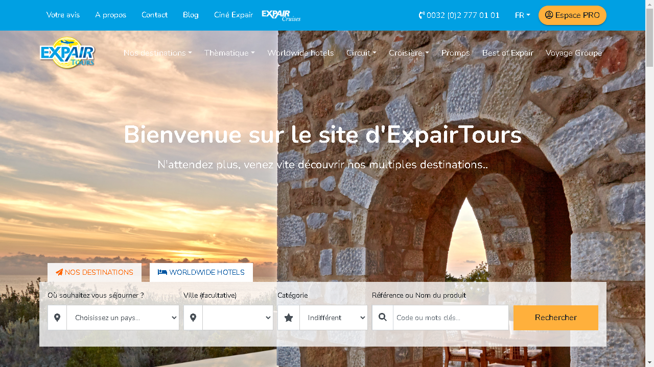 Capture d'écran de http://www.expairtours.be/